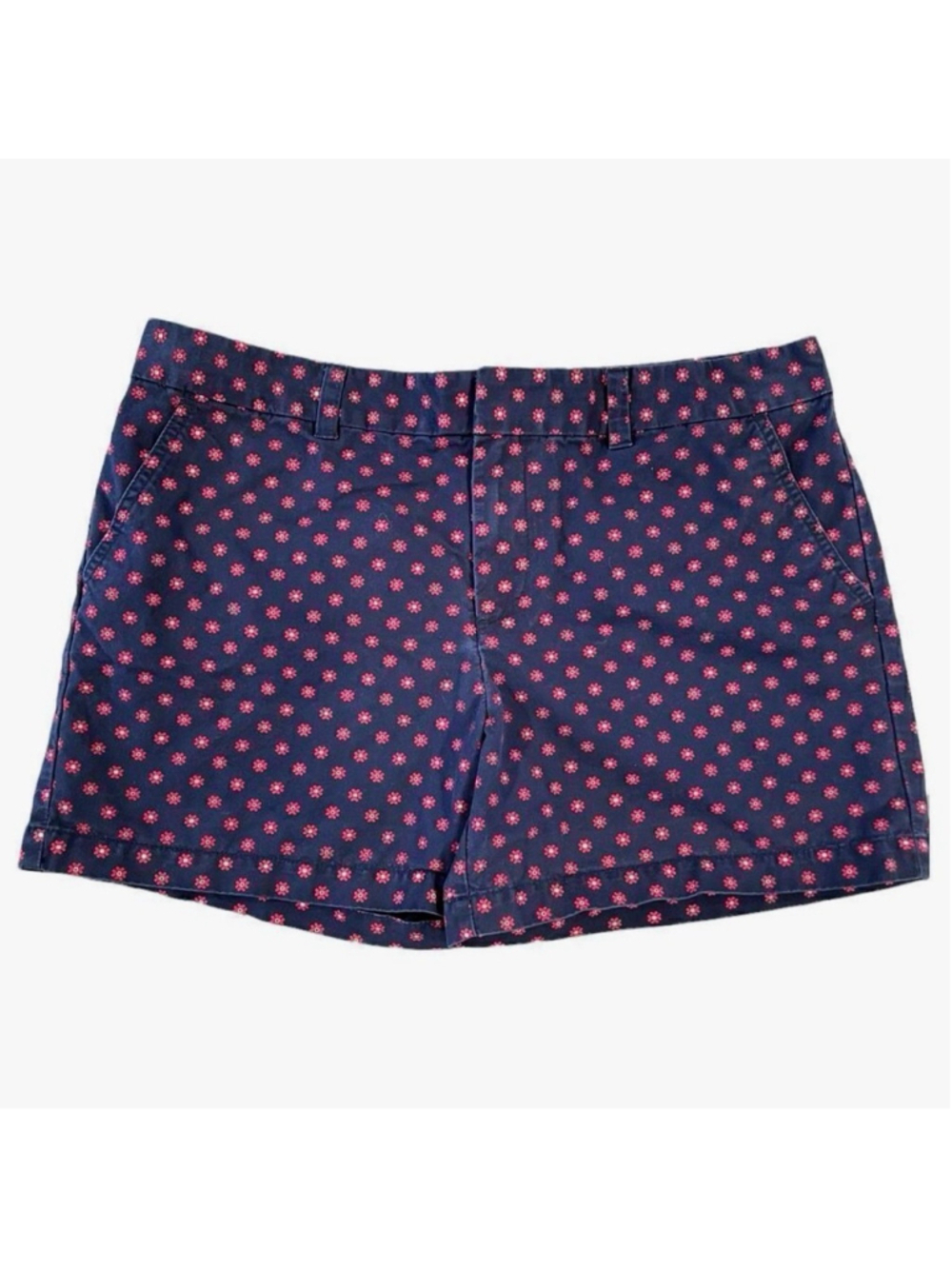 Tommy Hilfiger Womens Size 14 Shorts Navy Chino Flower Print Pockets Zip Hook